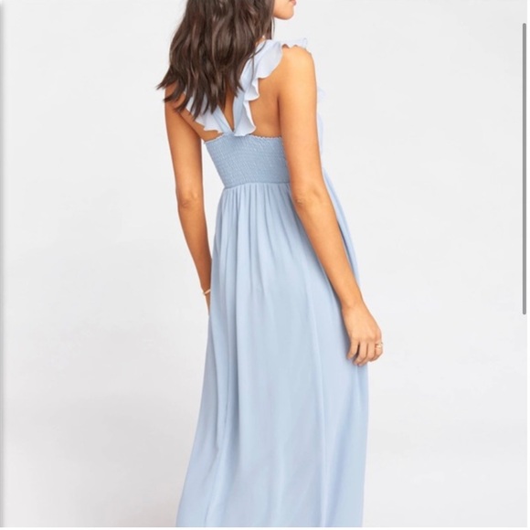 Show Me Your MuMu June Ruffle-Strap Maxi Dress – Steel Blue, Size S NWT - Picture 2 of 9